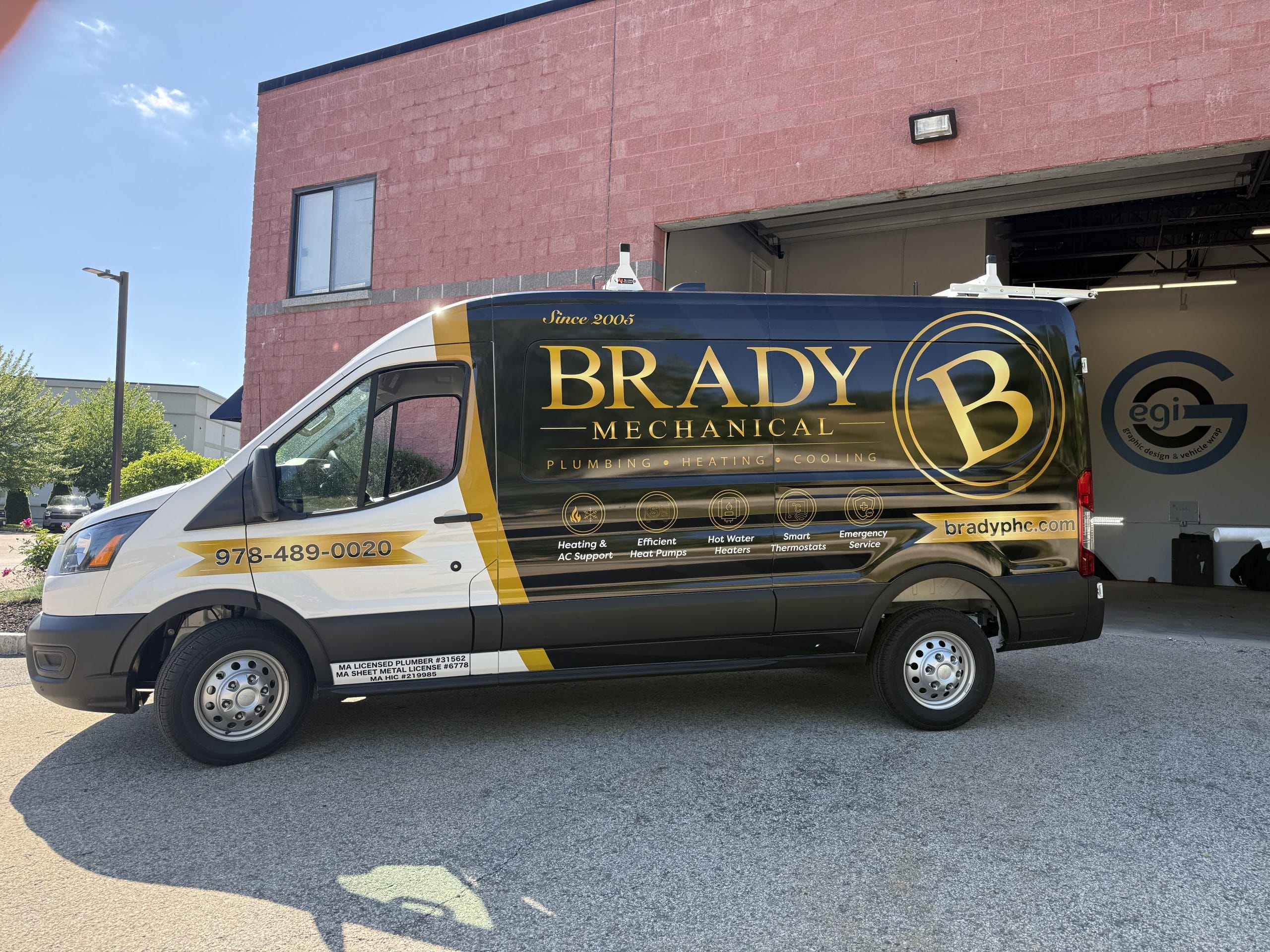 Brady Mechanical Ford Transit commercial van wrap by EGI Wraps